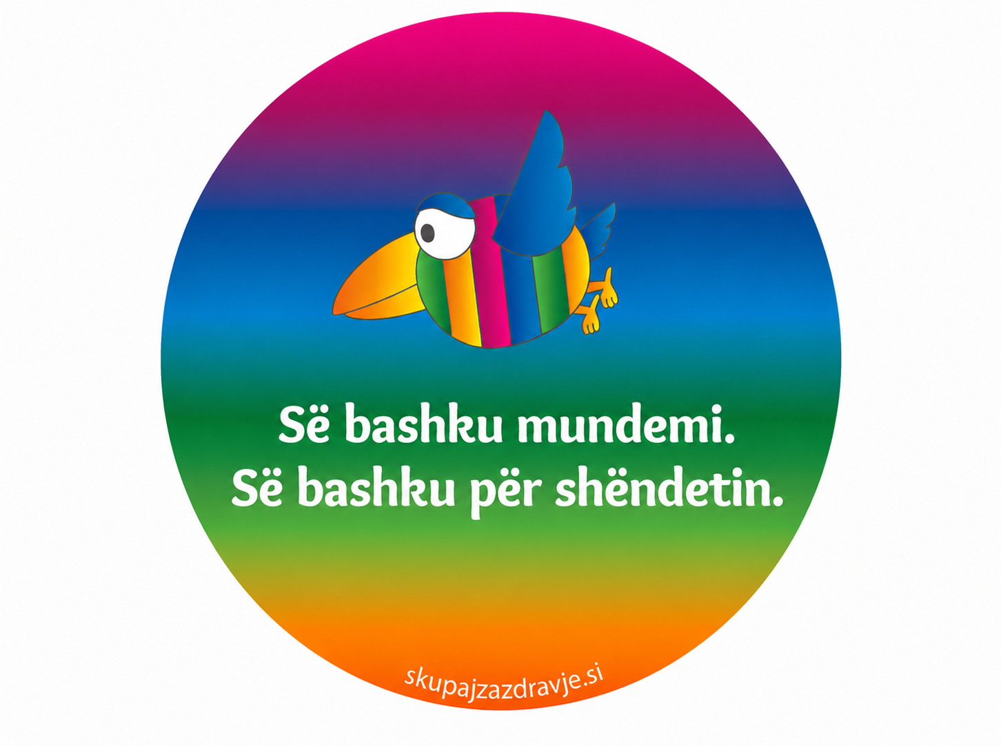 Logo Skupaj zmoremo. Skupaj za zdravje. v albanskem jeziku